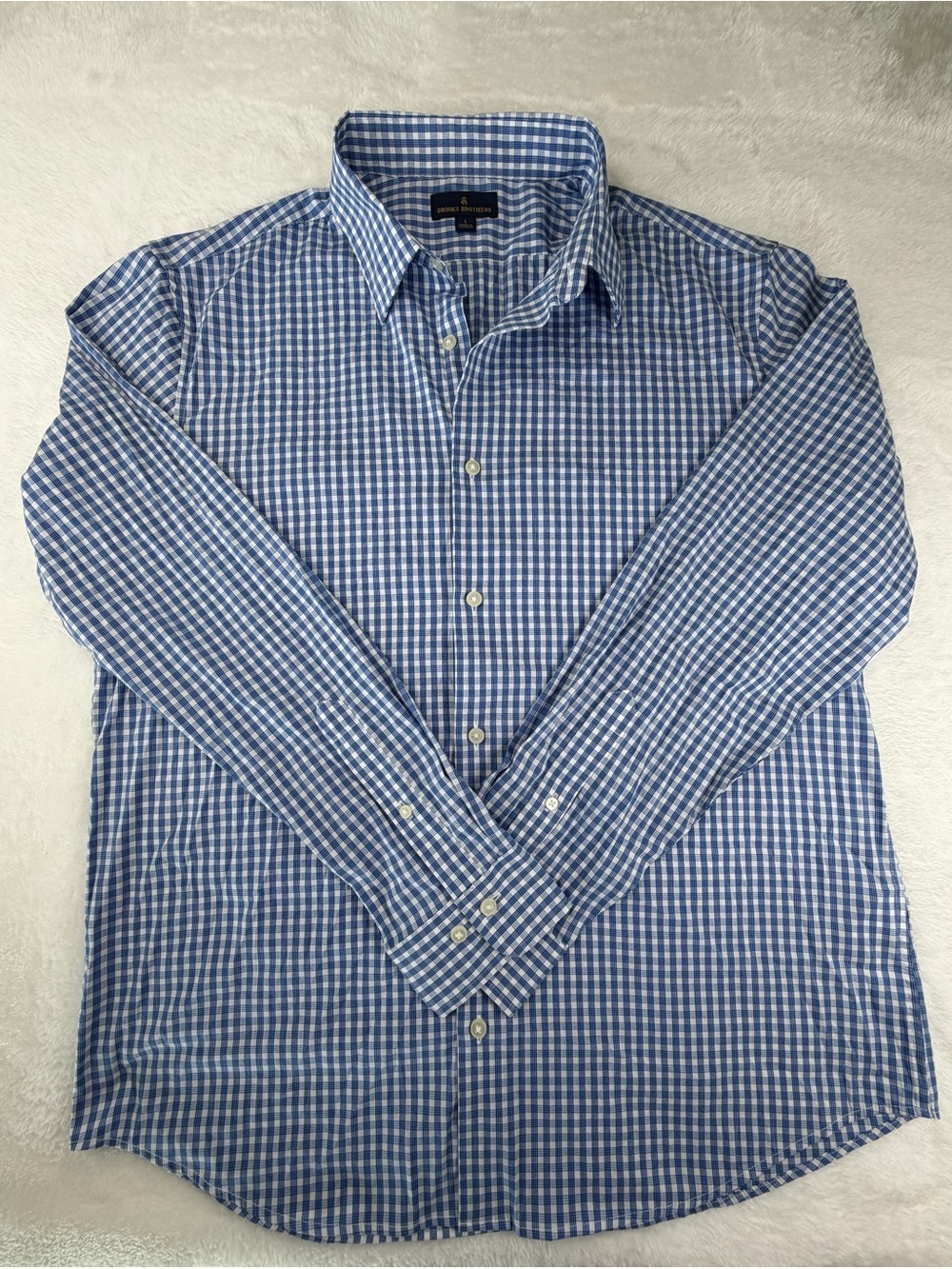 Brooks Brothers Blue and White Gingham Dress Shirt